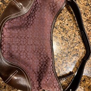 Coach Signature Purple Brown Hobo Bag  Rare